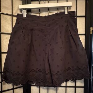 Black Cotton Eyelet Women Shorts